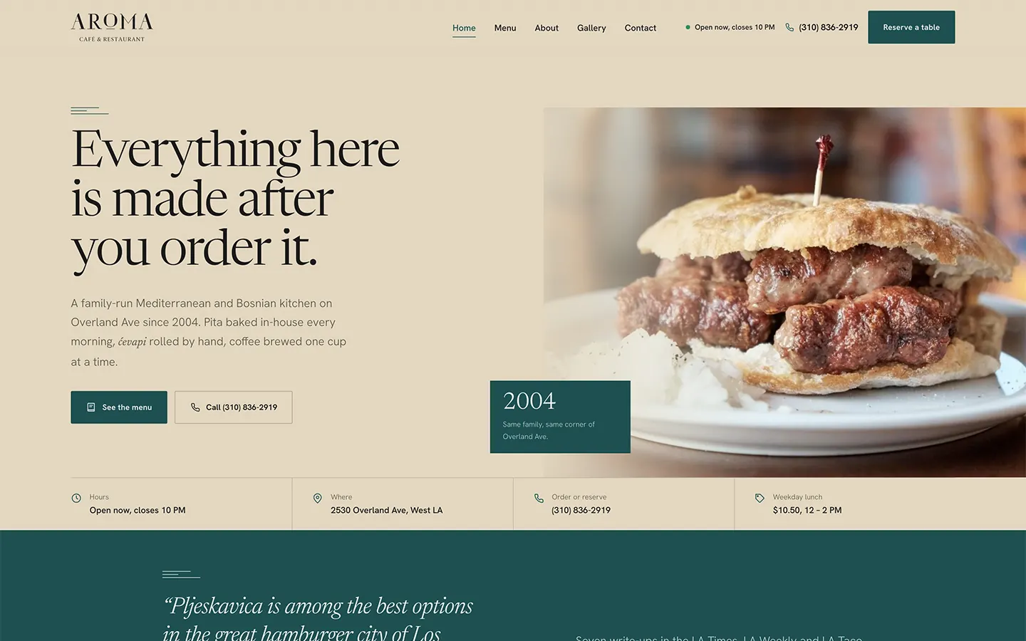 Aroma Café & Restaurant homepage